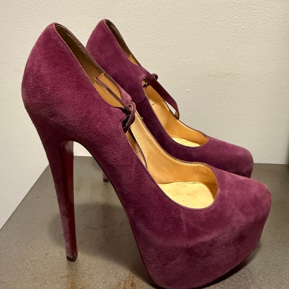 Christian Louboutin Plum Suede Platform Heels